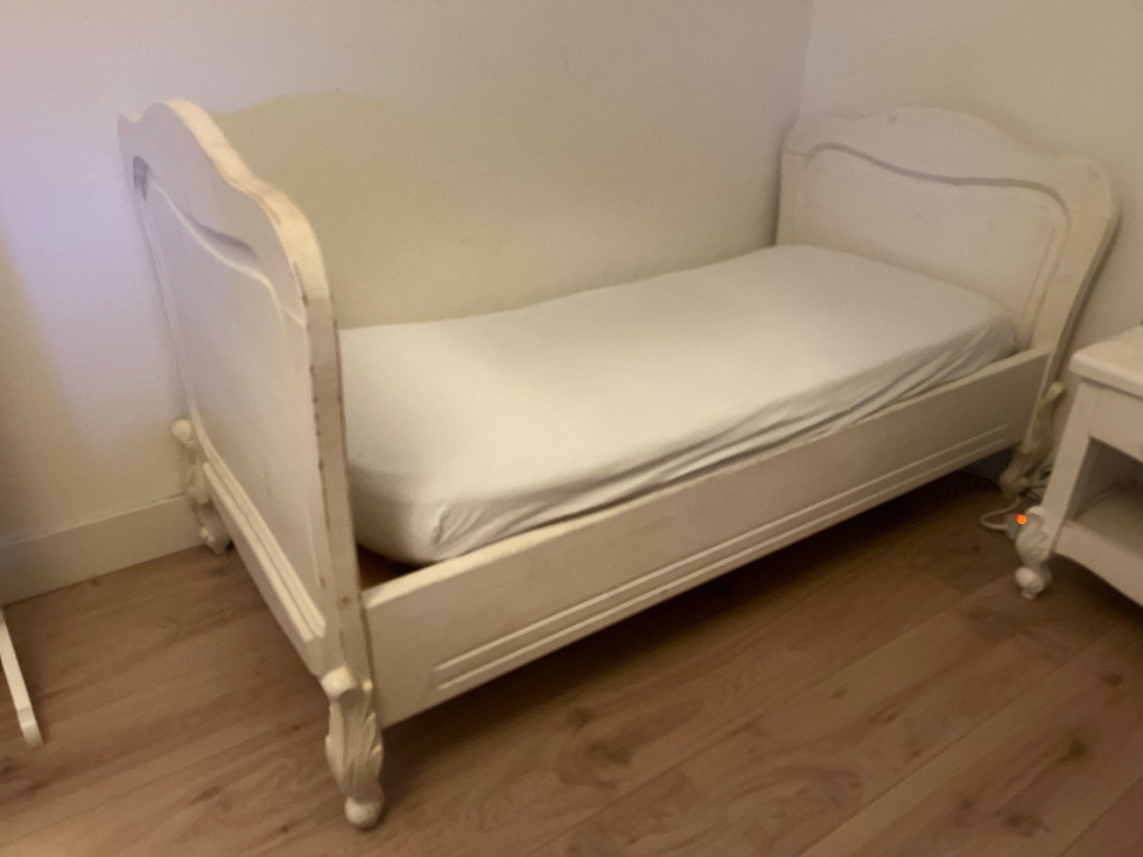 Planet little kinderbed - Wit houten eenpersoonsbed, Ophalen, Gebruikt, Eenpersoons, Wit