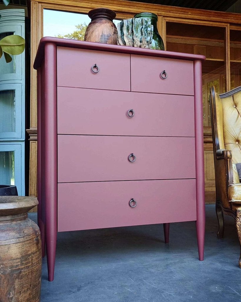 Prachtige ladekast | Commode paars/roze "Aubergine"  #0872, -, -, Ophalen of Verzenden, Zo goed als nieuw