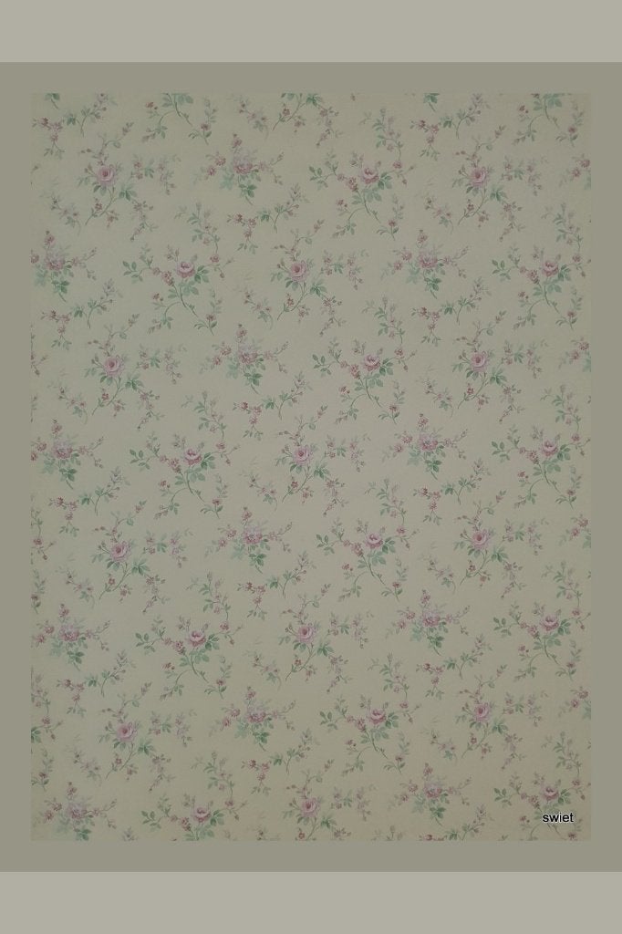4751 Roze oud bloemetjesbehang vintage romantisch 80s  swie, Verzenden, Roze