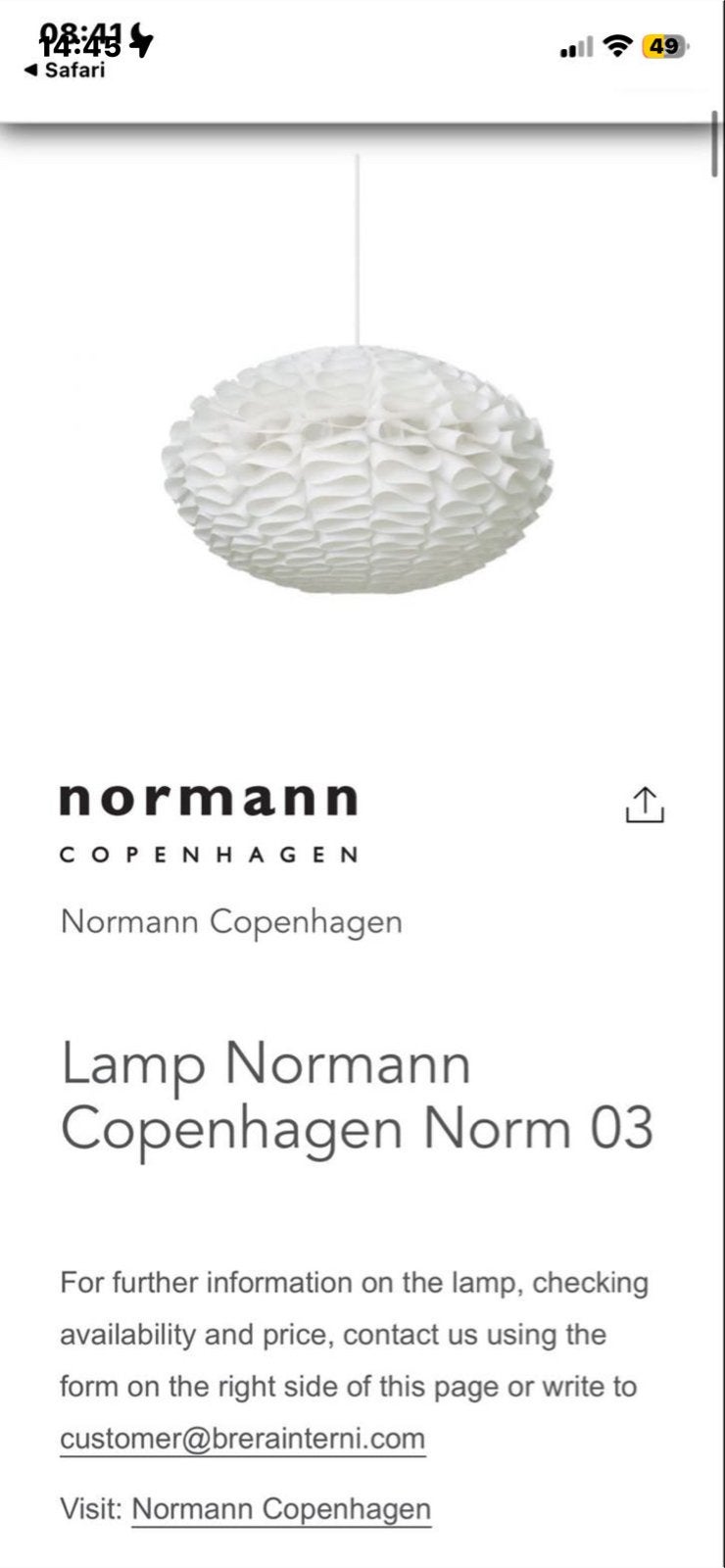 Normann Copenhagen Norm 03 lamp - Wit, Ophalen, Gebruikt, Kunststof, E27 (groot)