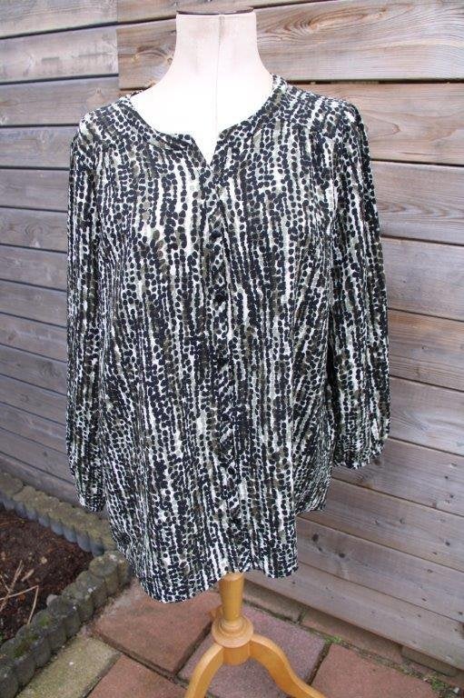 Blouse zwart/ kaki Paprika mt 3 (48) Vaste prijs, Zwart, Maat 46/48 (XL) of groter, Ophalen of Verzenden, Zo goed als nieuw