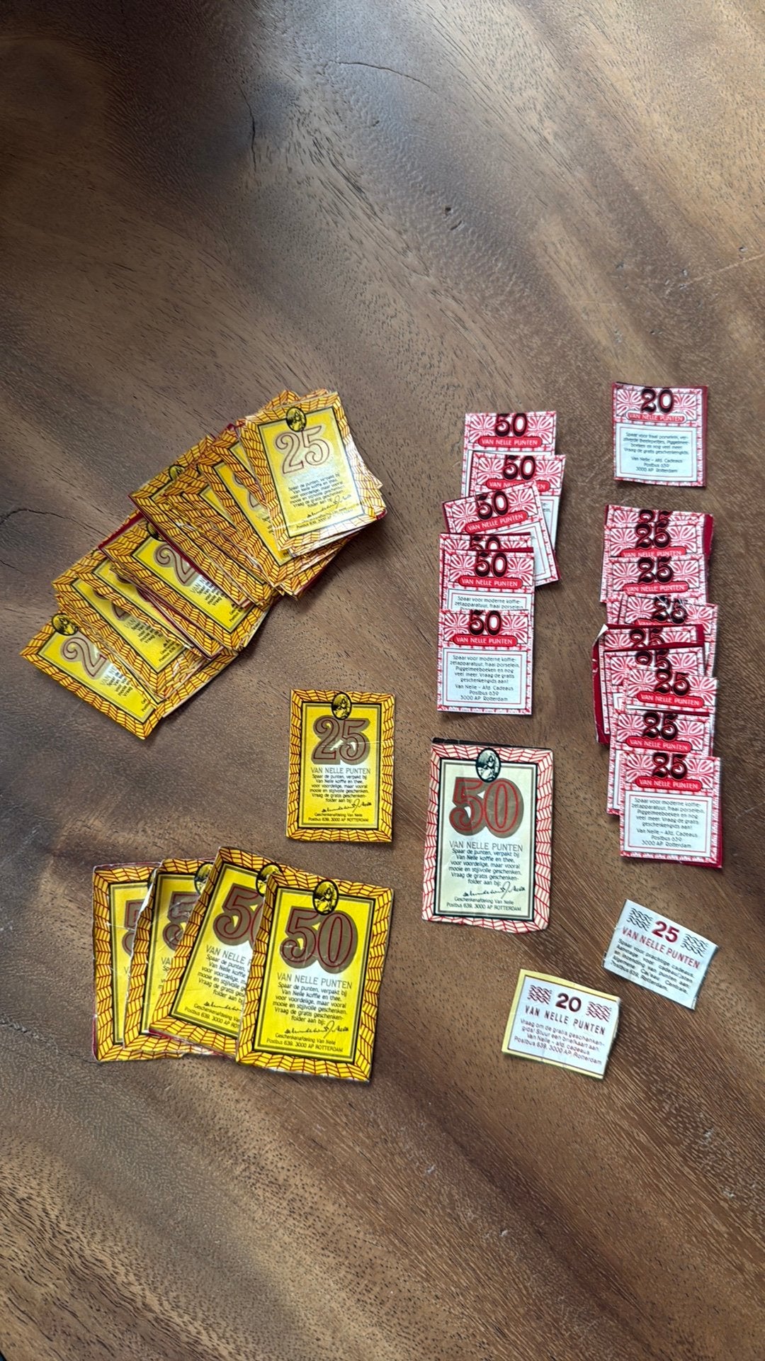Diverse nostalgische Van Nelle spaarpunten, Ophalen of Verzenden, Zegels, Bonnen of Punten