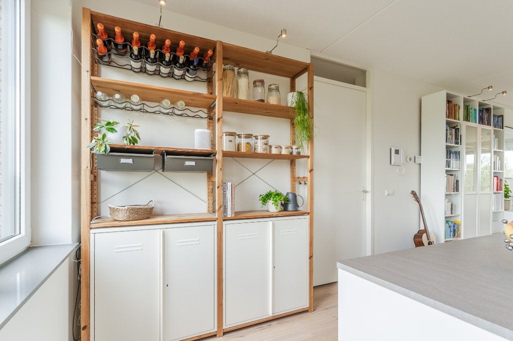 IKEA Ivar Houten open kast met opbergkasten en wijnrekken, Ophalen, Gebruikt