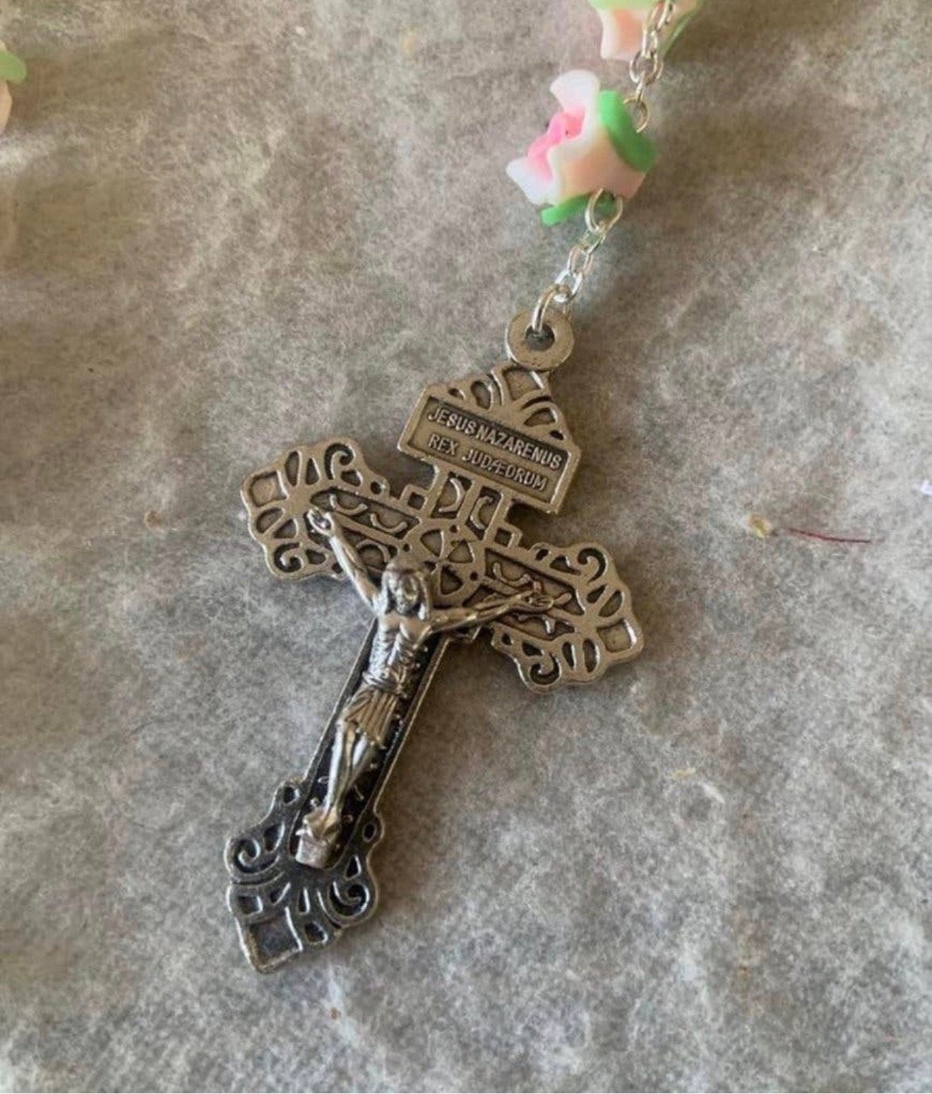 Handgemaakt Jezus ketting rozenkrans bloemen Nazarenus Jesus, Ophalen of Verzenden, Nieuw, Sieraad, Christendom | Katholiek