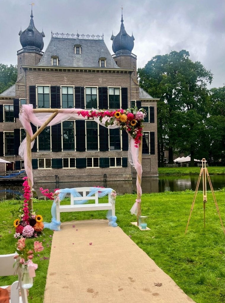 trouwboog / trouwprieel / backdrop, Ophalen, Zo goed als nieuw, Versiering, Geboorte of Huwelijk