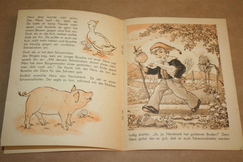 Oud prentenboekje Hans im Glück ca. 1930, Ophalen of Verzenden, Gelezen