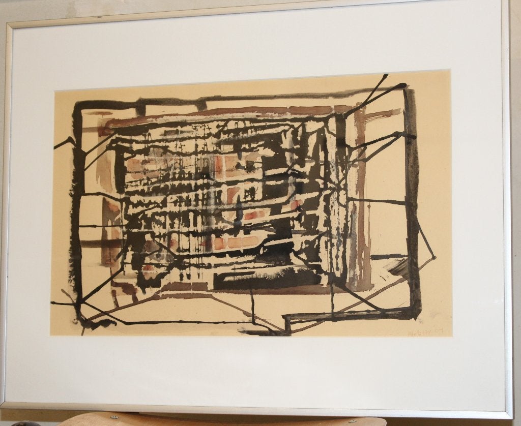 No 47 Abstracte aquarel in lijst, Verzenden