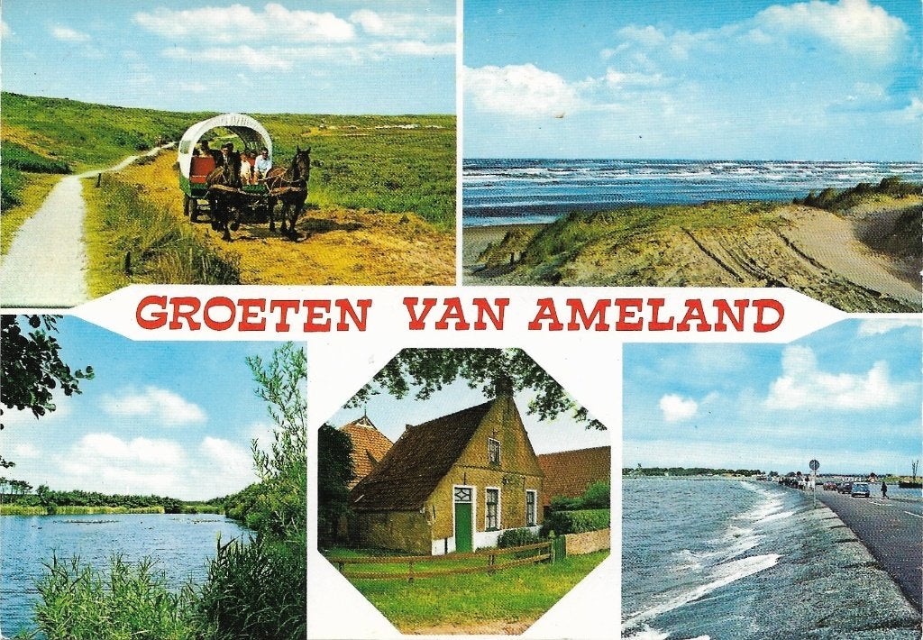 Ansichtkaart  	Ameland	5-luik, Verzamelen, Verzenden, 1960 tot 1980, Gelopen, Waddeneilanden