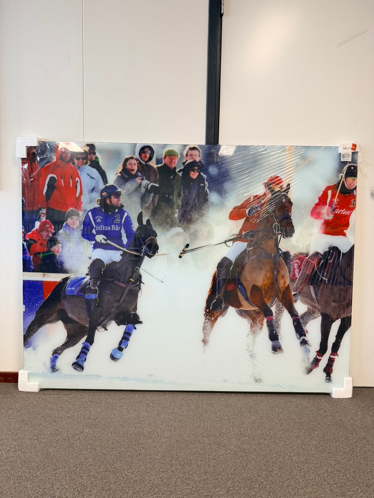 Glas schilderij polo spelers NIEUW!, Ophalen
