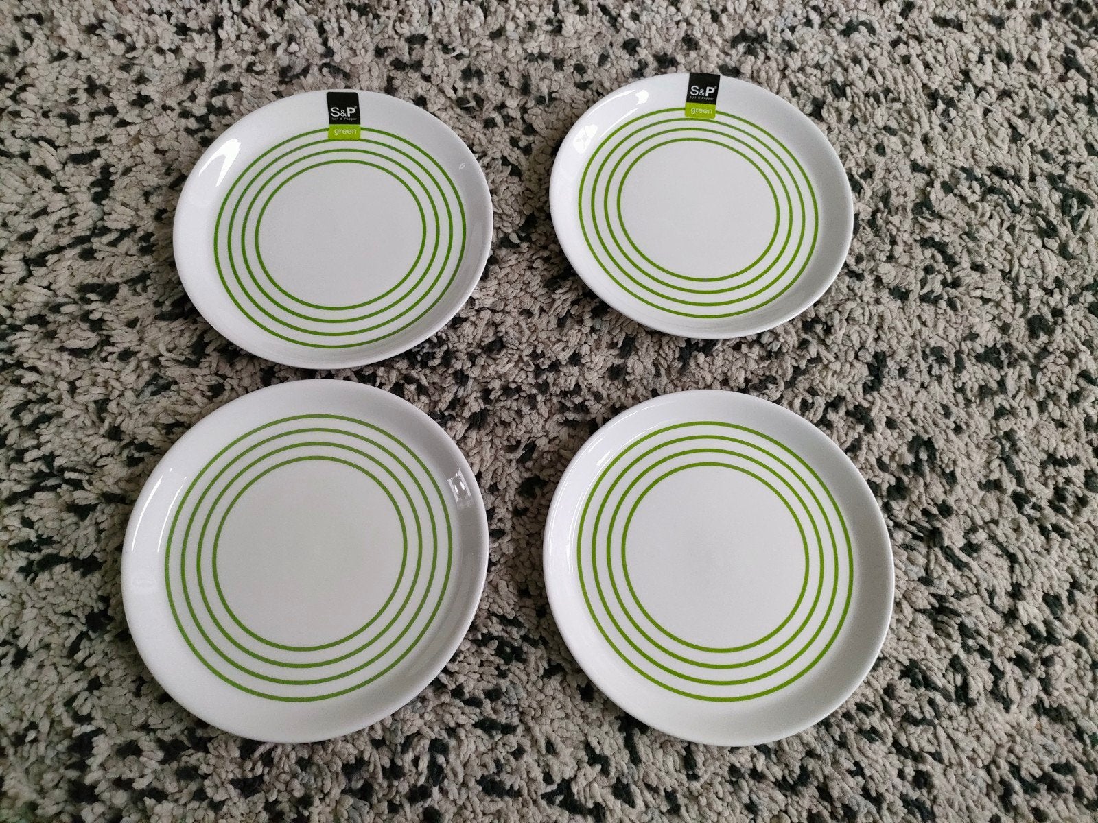 4 gebaksbordjes salt & pepper green, Ophalen, Nieuw, Overige stijlen, Bord(en)