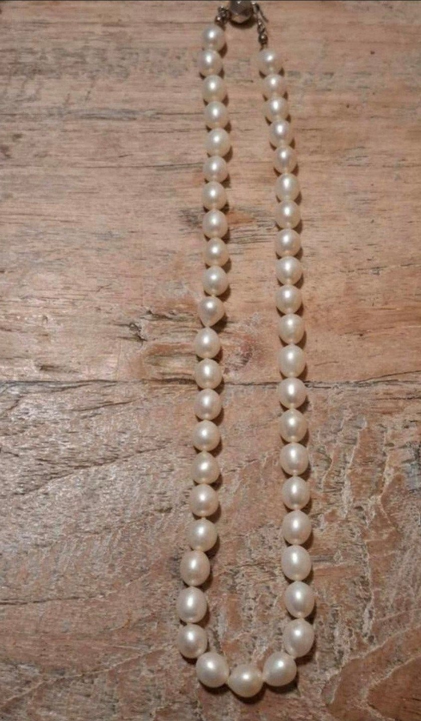 prachtige parelketting, Ophalen of Verzenden, Zo goed als nieuw, Zilver, Zilver