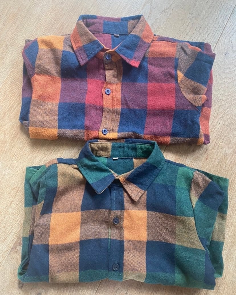 2 geruite blousjes maat 130, Kinderen en Baby's, Ophalen of Verzenden, Gebruikt, Kleding