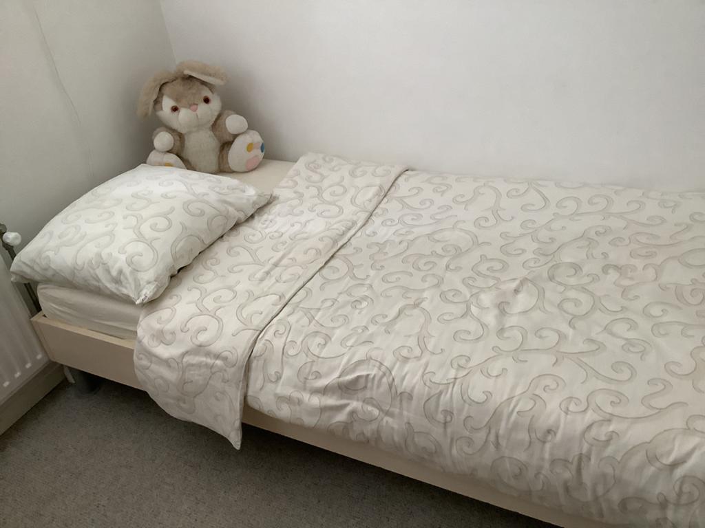 Bed, spiraal en matras, Ophalen, Eenpersoons, 200 cm, 90 cm
