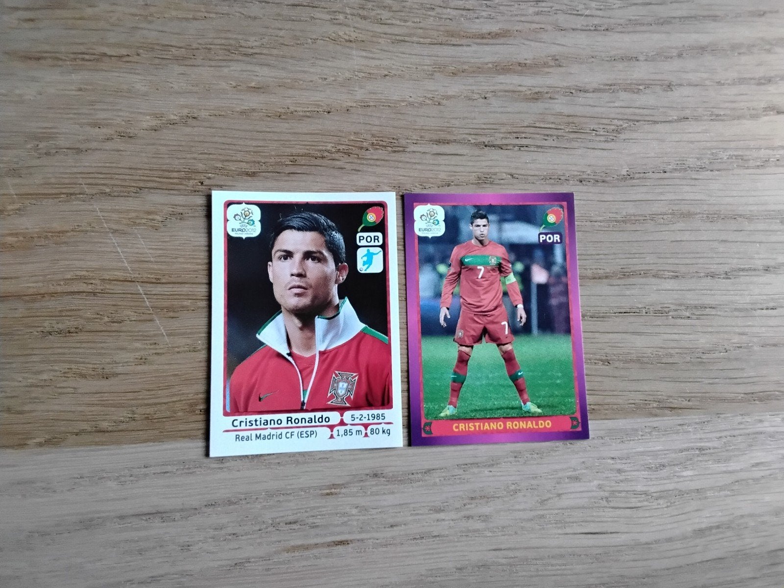 2 Panini Stickers Cristiano Ronaldo Euro 2012 Duitse Ed., Ophalen of Verzenden, Zo goed als nieuw, Poster, Plaatje of Sticker