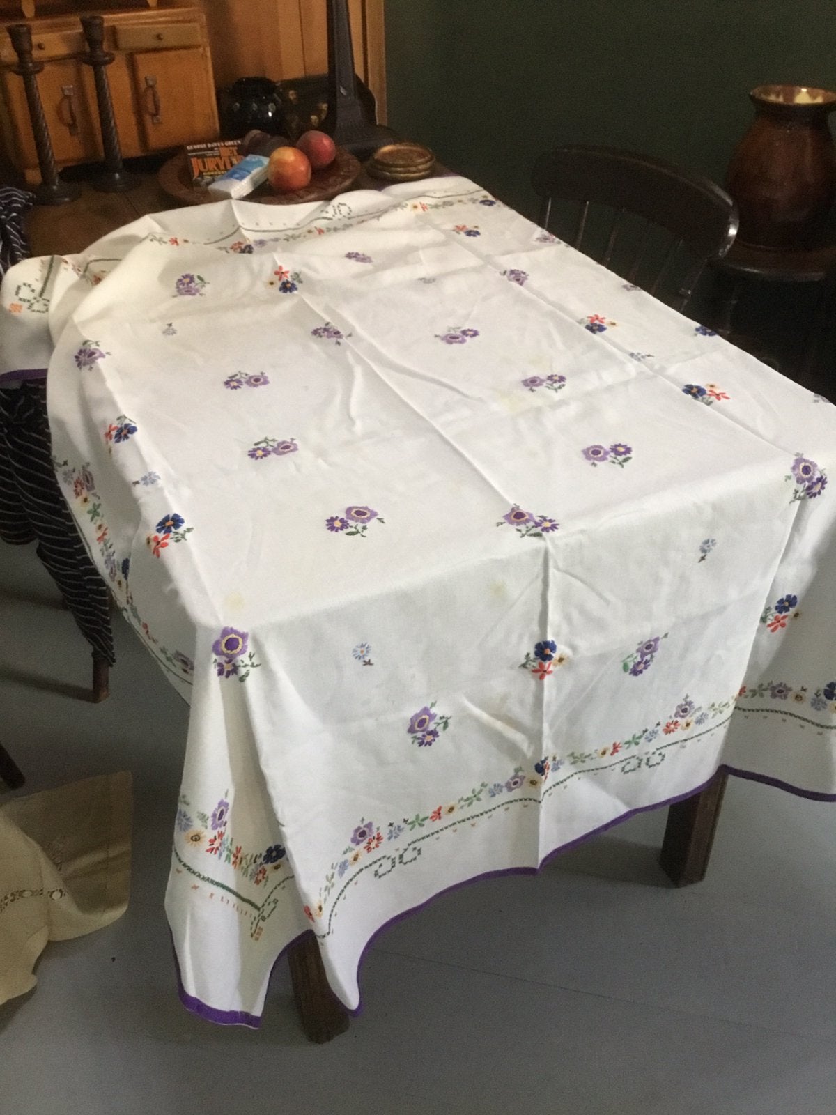 Tafelkleed vintage geborduurd, Ophalen, Zo goed als nieuw, Rechthoek