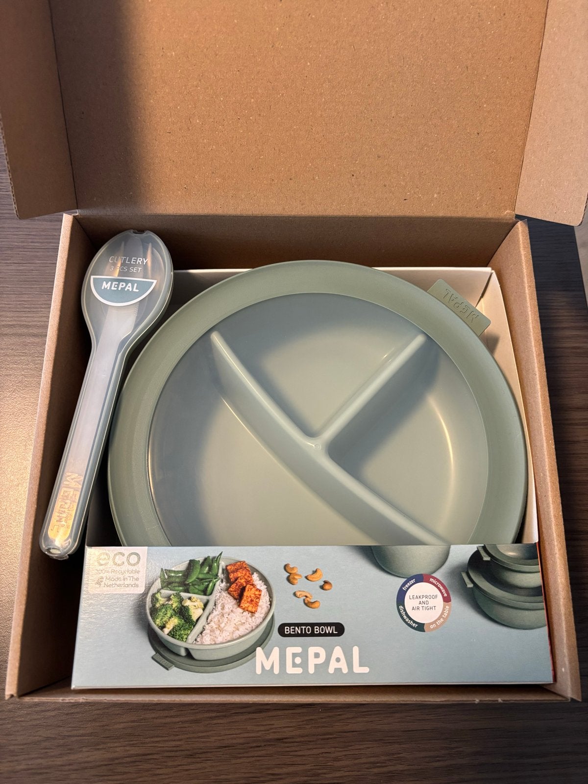 Mepal Bento Bowl met bestekset - Nieuw in doos, Kunststof, Nieuw, Ophalen of Verzenden, Groen