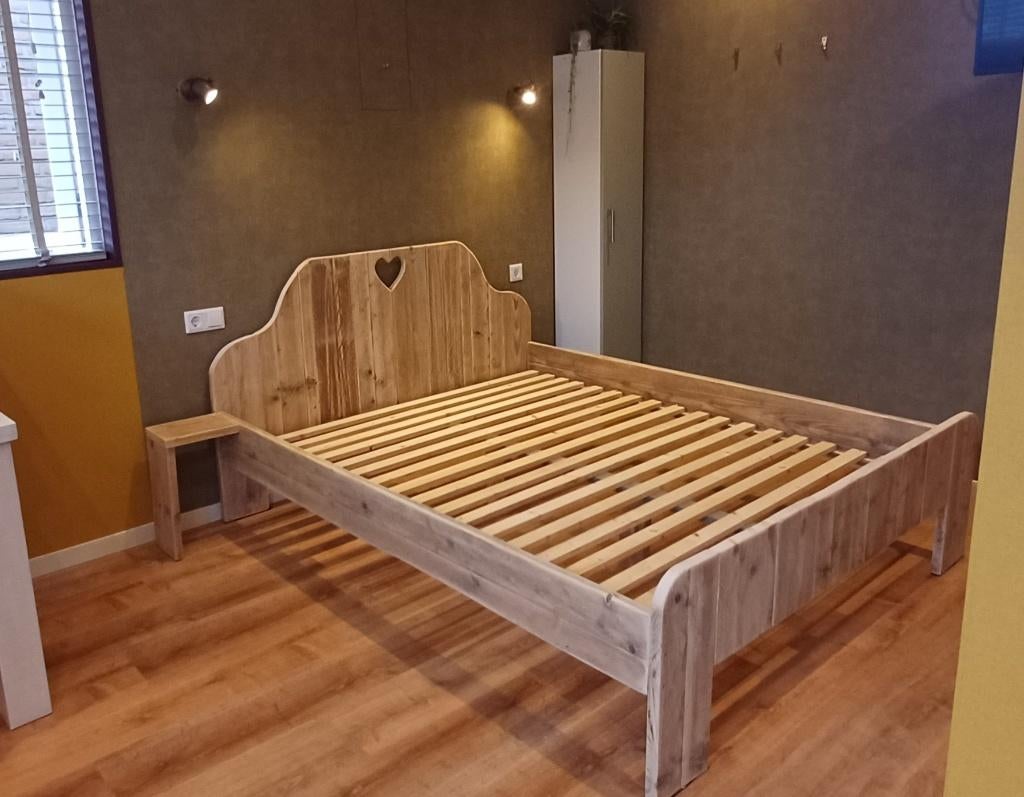 2-persoonsbed hart 180 200 210 220 160 140 120 nieuw, Huis en Inrichting, Slaapkamer | Bedden, Ophalen, 180 cm, Hout, Nieuw