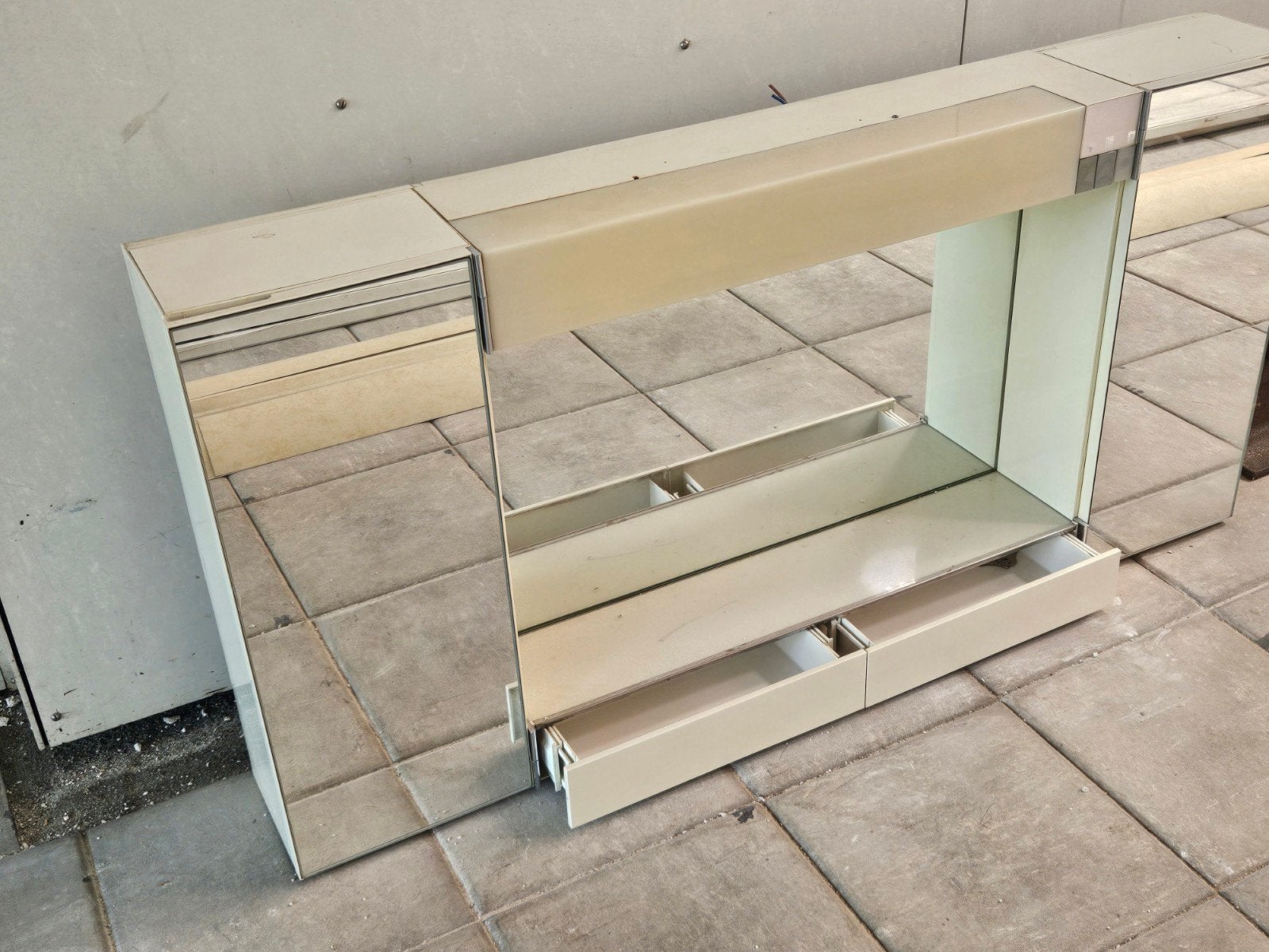 Retro spiegel wandkastje, Ophalen, 100 tot 150 cm, Minder dan 25 cm, Minder dan 100 cm