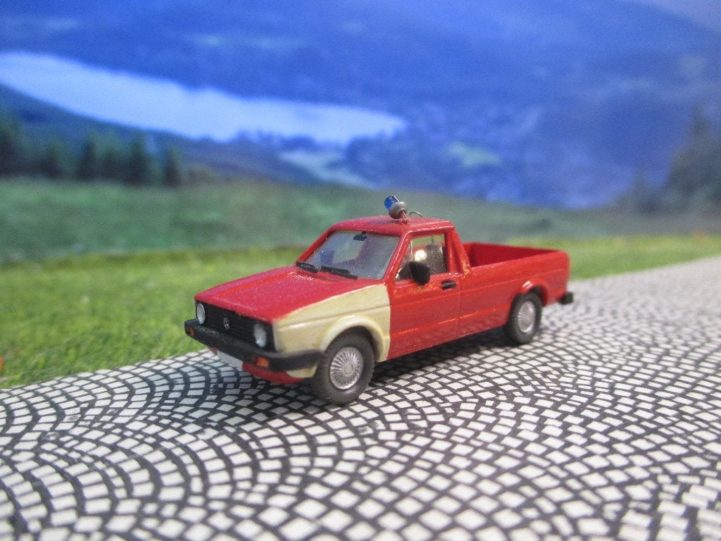 '80-'85 Volkswagen Caddy mk.1 - Wiking Feuerwehr Brandweer 2, Ophalen of Verzenden, Gebruikt, Bus of Vrachtwagen, Wiking