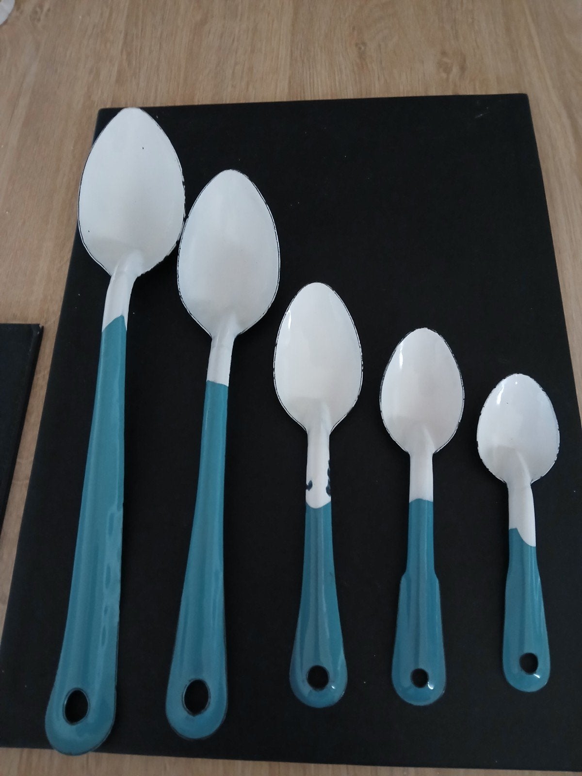 Frans Blau Emaille lepels 35cm30cm21cm18cm15cm, Ophalen of Verzenden
