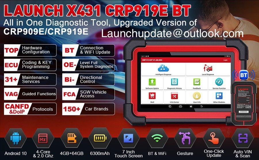 Launch X431 CRP919E BT diagnose uitlees tool Launch CRP919, Auto diversen, Autogereedschap, Ophalen of Verzenden