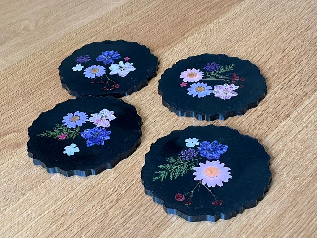 Luxe flowers black epoxy onderzetters!, Ophalen of Verzenden, Nieuw