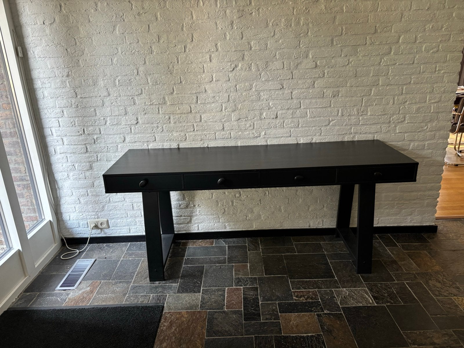 Zwarte sidetable met 4 lades, Ophalen, Gebruikt, 25 tot 50 cm, Rechthoekig