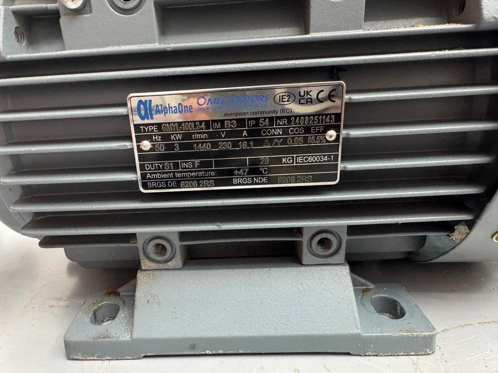 3 kW elektromotor 230V 16A 1440 rpm, Ophalen of Verzenden, Zo goed als nieuw, Elektromotor, 1400 tot 1800 rpm