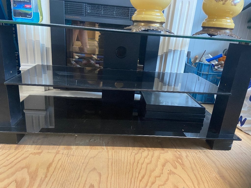 Tv meubel, Ophalen, Gebruikt, 100 tot 150 cm, Glas