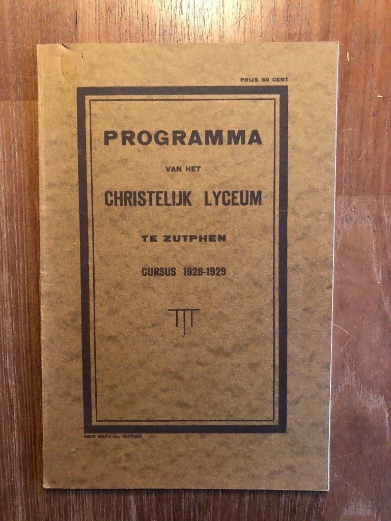 1928/29 Programma Christelijk Lyceum Zutphen. HBS-A en B, Boeken, Geschiedenis | Stad en Regio, Verzenden, Gelezen