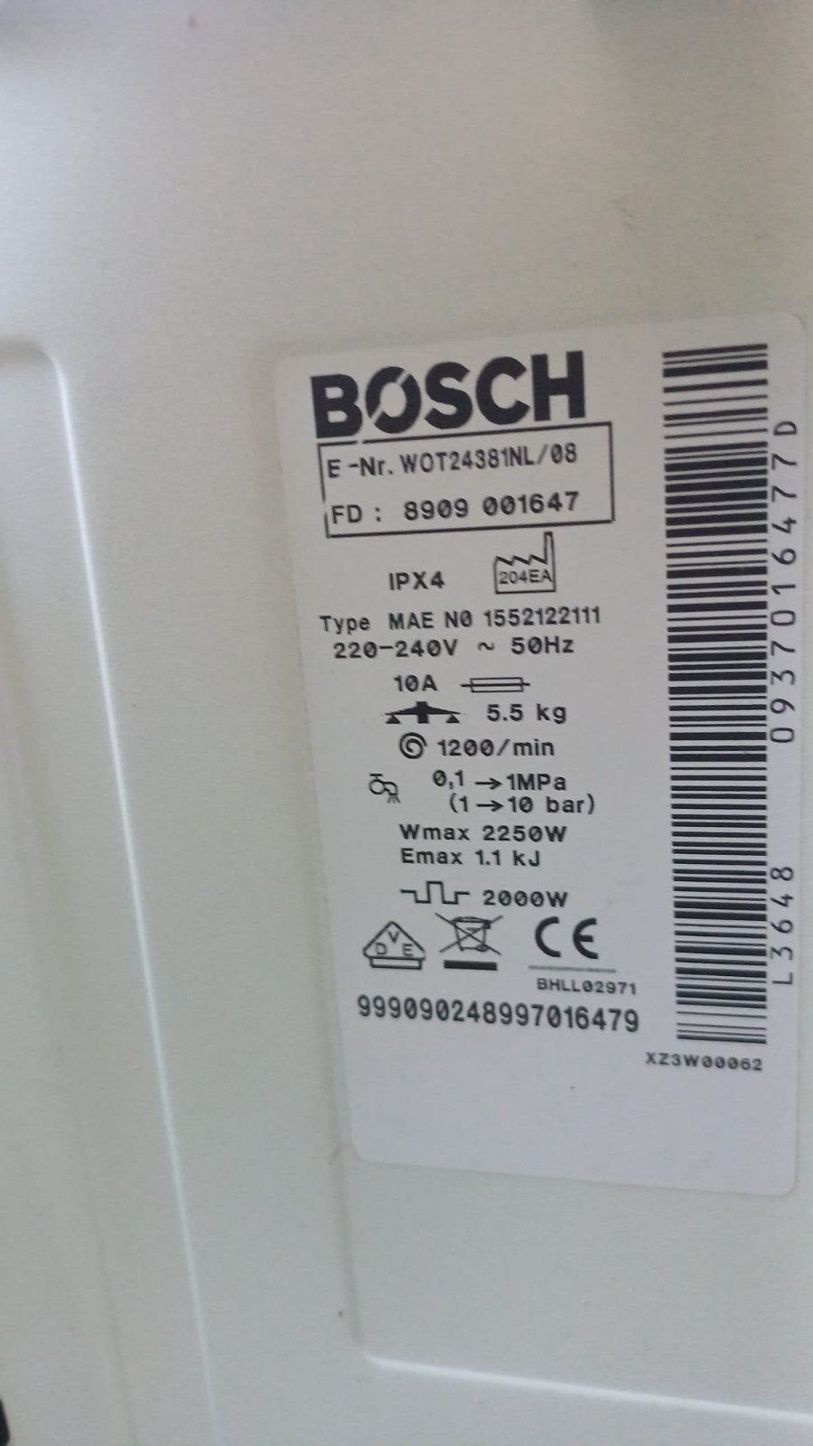 Gratis bovenlader wasmachine Bosch, Witgoed en Apparatuur, Ophalen of Verzenden, Minder dan 60 m³