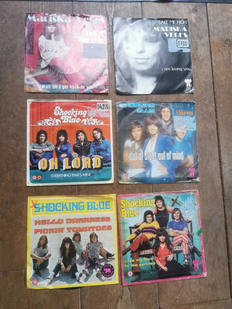 4 Shocking Blue singles + 2 Mariska Veres singles, Verzenden, Gebruikt, Pop
