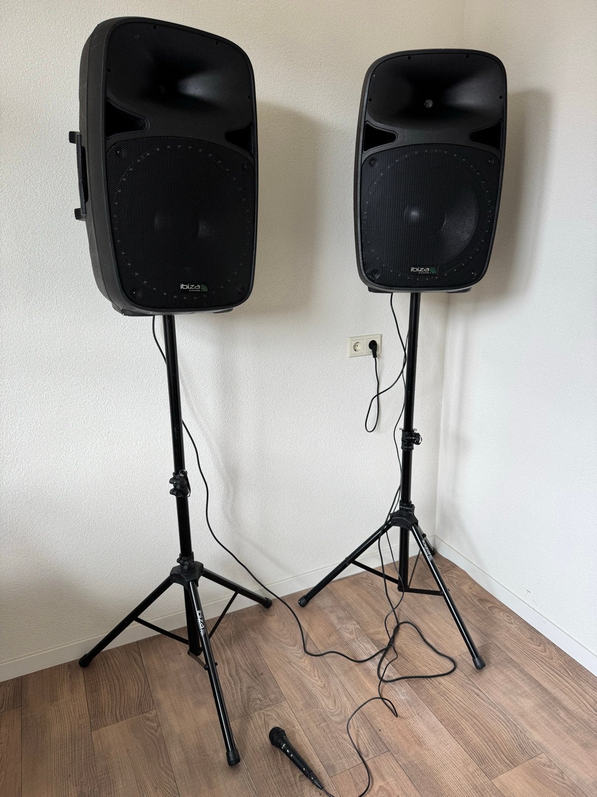 Ibiza Sound PKG15A-SET Party Speaker Set met Microfoon, Gebruikt, Party speaker, Bluetooth, Ophalen