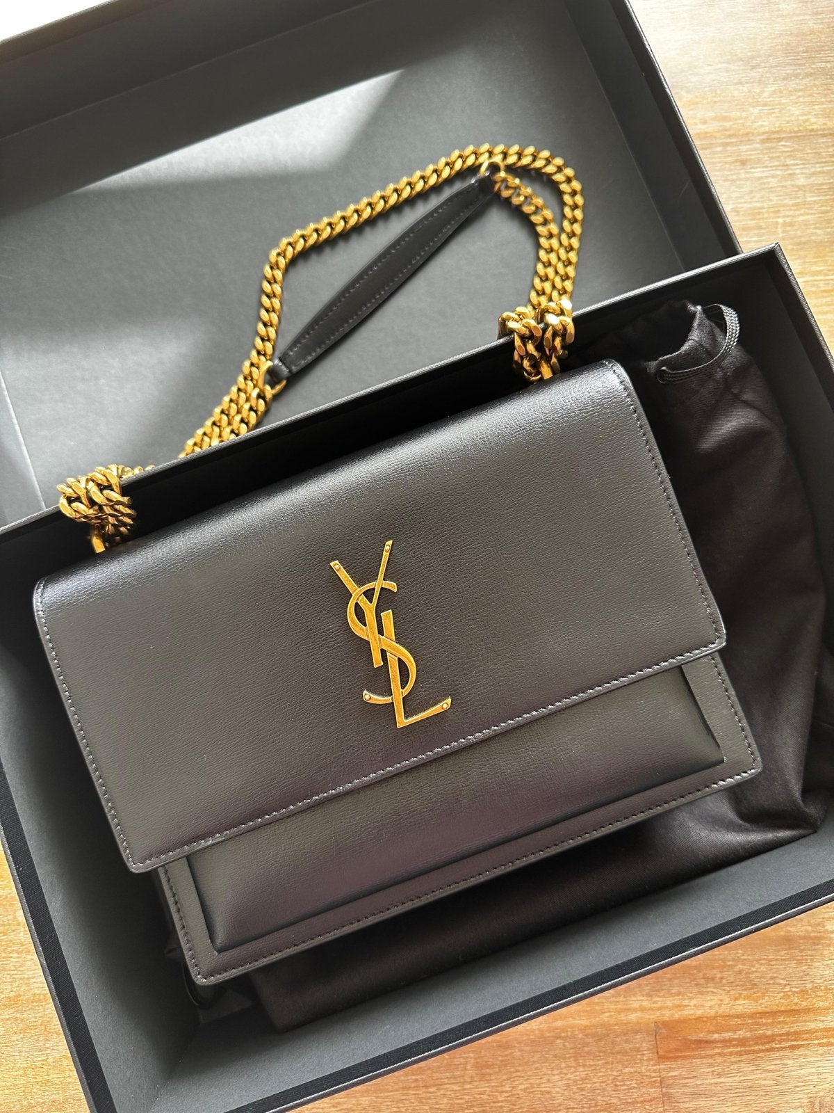 YSL Sunset Medium Smooth Leather - Zo goed als nieuw, Sieraden, Tassen en Uiterlijk, Tassen | Damestassen, Ophalen of Verzenden