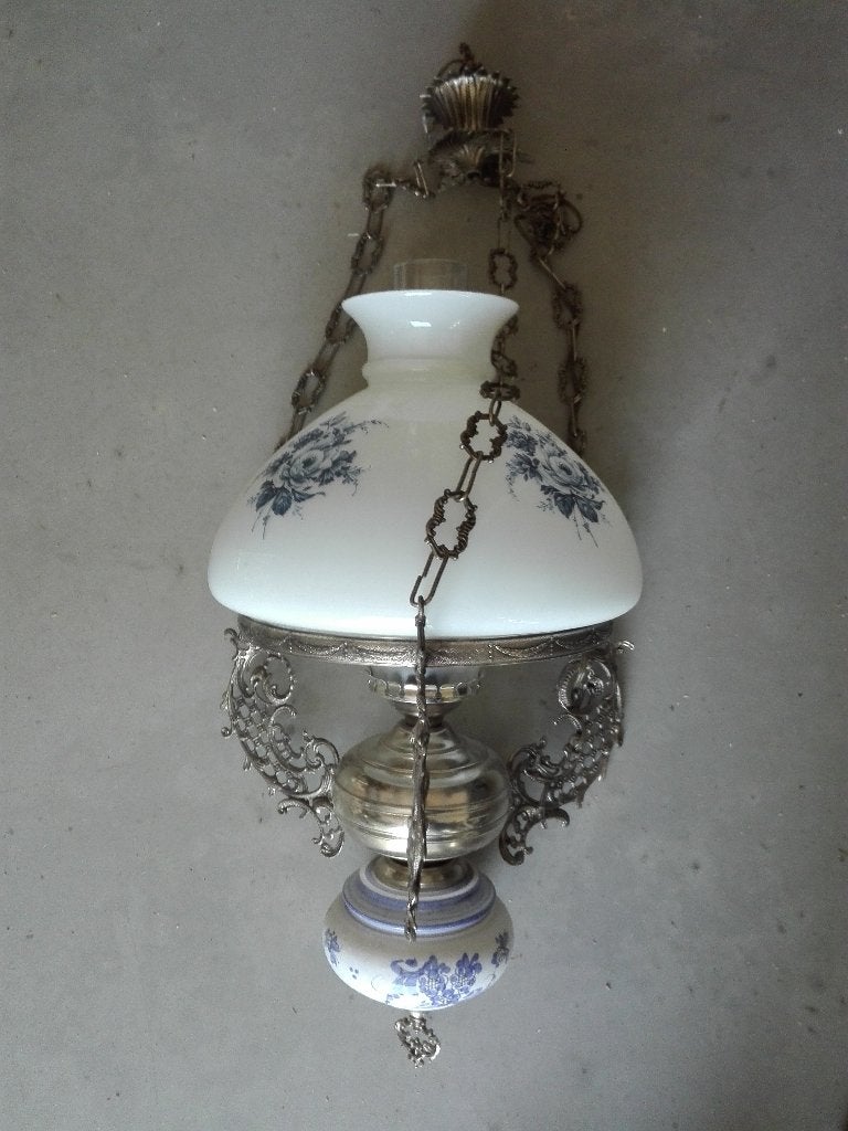 Antieke olielamp. Voorzien van fitting, Antiek en Kunst, Ophalen