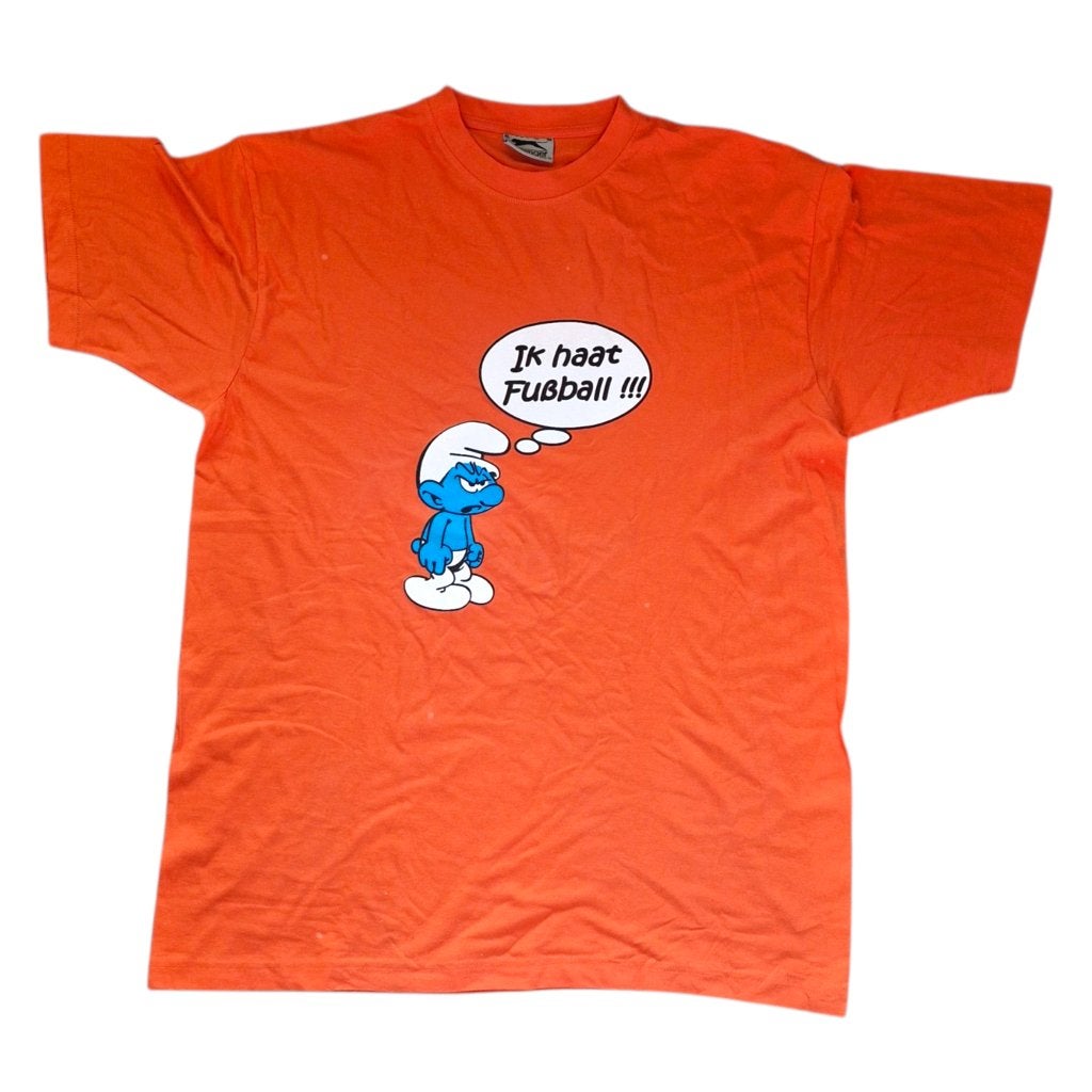 Slazenger T-shirt moppersmurf oranje XL Ik haat voetbal, Verzamelen, Gebruikt, Overige typen, Ophalen of Verzenden, Slazenger