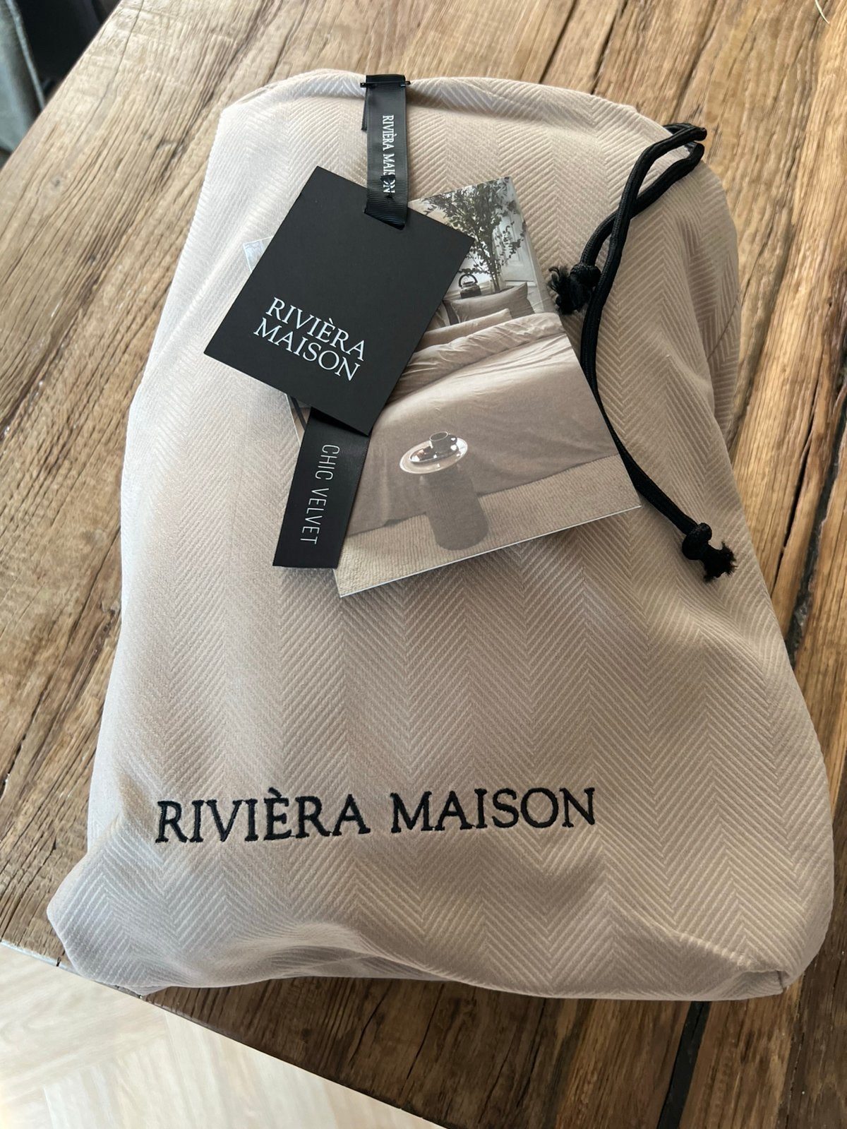 Riviera Maison dekbedovertrek Connor sand  200x200/220 Nieuw, Verzenden, Beige, Dekbedovertrek, Overige materialen