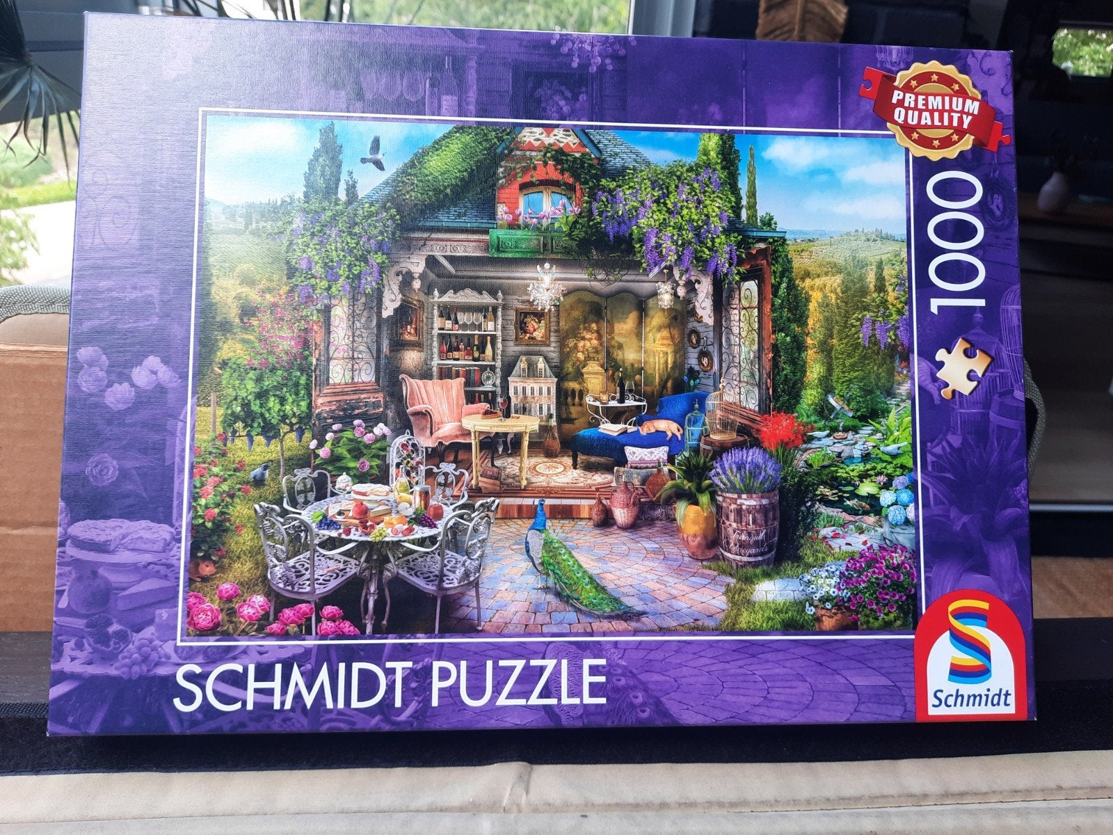 Schmit puzzel 1000stuks tuinhuisgeluk in de wijngaard, Ophalen of Verzenden, Meer dan 50 stukjes