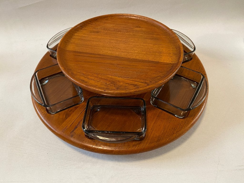 Mid Century Prachtige Digsmed Danmark teak draaiplateau, Ophalen of Verzenden, Huis en Inrichting