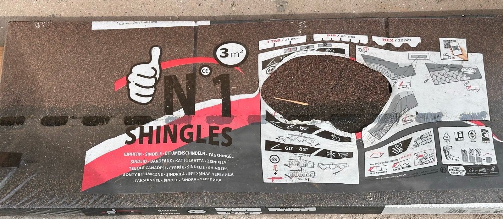 N1 Shingles Dakshingles - 3m² + 2 m2 + bitumen kit, Overige materialen, Zwart, Nieuw, Ophalen of Verzenden