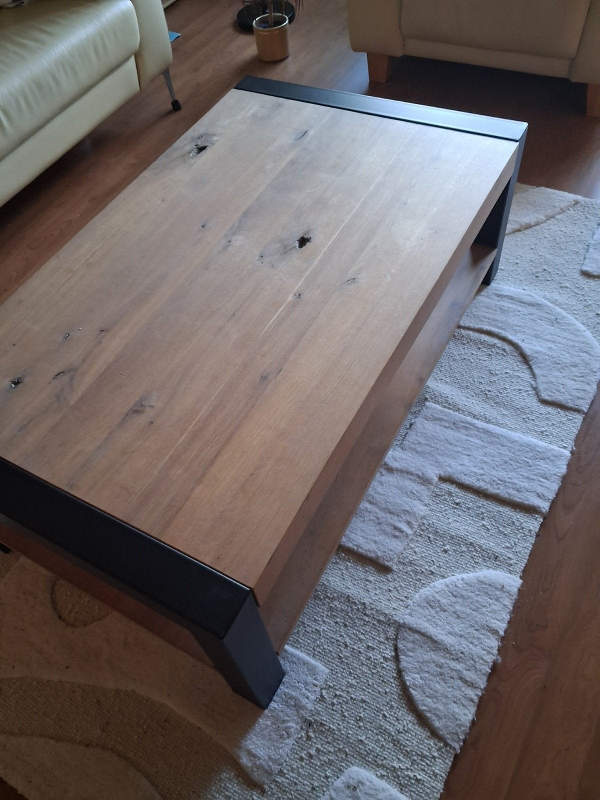 mooie stoere industriële salontafel, Ophalen, 100 tot 150 cm, 50 tot 100 cm, Zo goed als nieuw