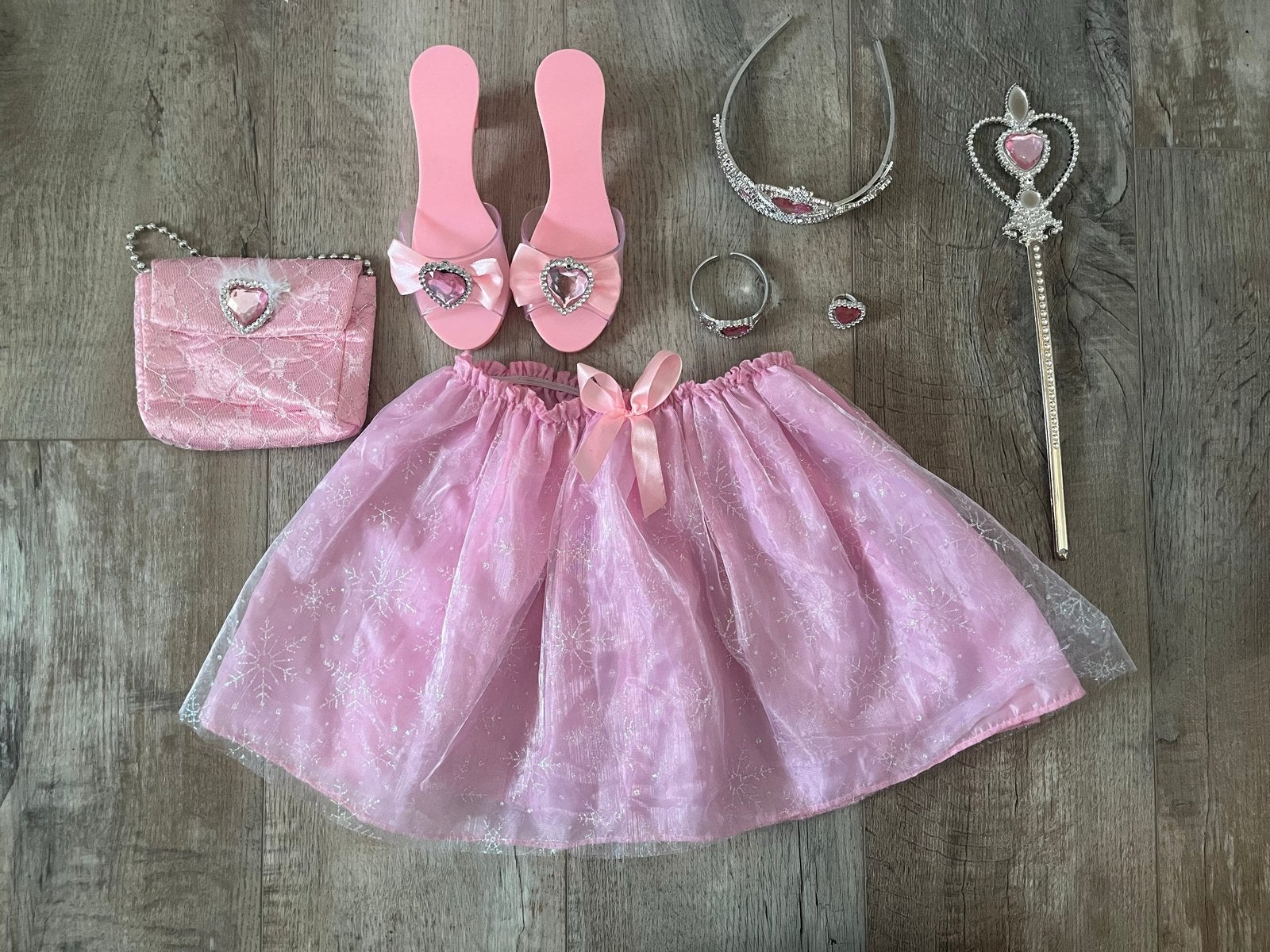 Prinsessen Verkleedset: Rokje, Schoenen, Kroon, Toverstaf &, Ophalen of Verzenden, Gebruikt, Meisje