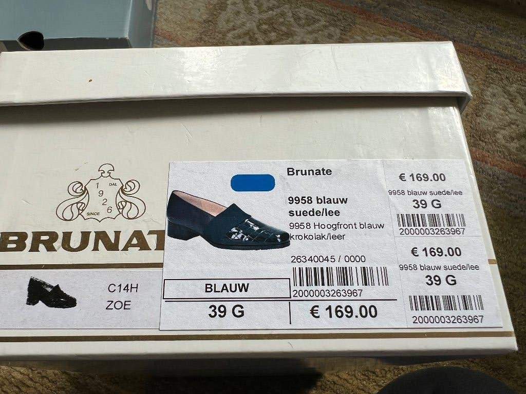 Brunate blauw krokodil lak/ leer 39G ZGAN, Kleding | Dames, Schoenen, Ophalen of Verzenden, Zo goed als nieuw, Blauw