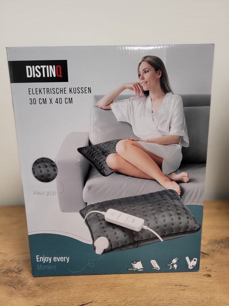 DistinQ Elektrisch Warmtekussen - Grijs - 30cm x 40cm, Overige typen, Ophalen of Verzenden, Zo goed als nieuw, Info@semacobv.nl