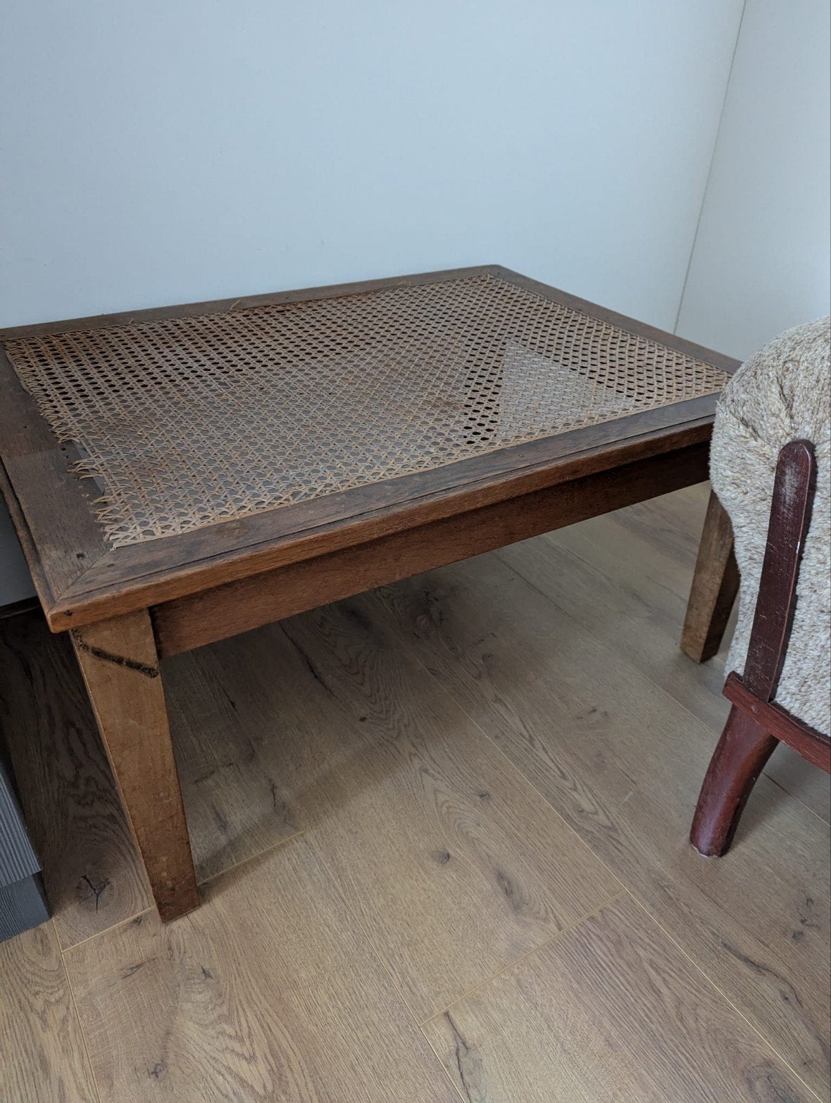 Houten Salontafel met webbing, Ophalen, Rechthoekig, 100 tot 150 cm, 50 tot 100 cm