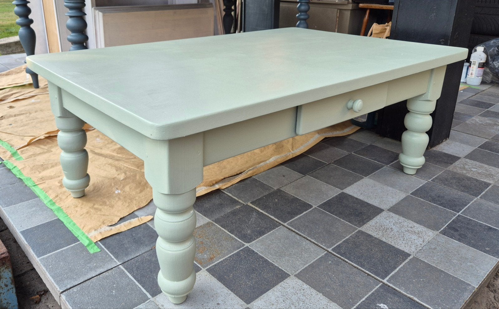 Salontafel met lade, lichtgroen (agave) 120x75x46 cm, Ophalen, Gebruikt, 50 tot 100 cm, 100 tot 150 cm