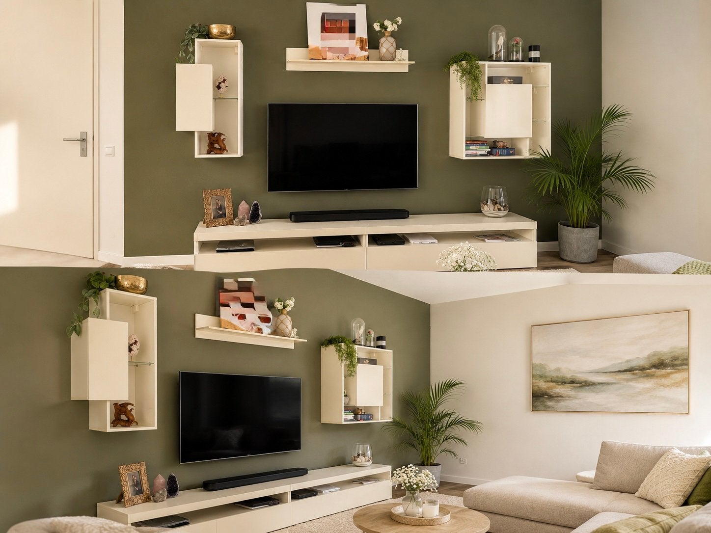 Tv wand set wit ( gratis), Ophalen, Kunststof, Gebruikt, Met klep(pen)