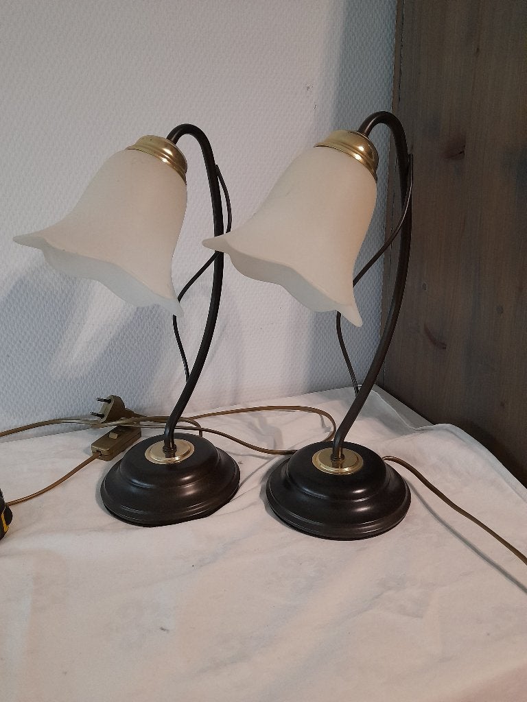2x schemerlampjes, Ophalen, Zo goed als nieuw, Glas, Minder dan 50 cm