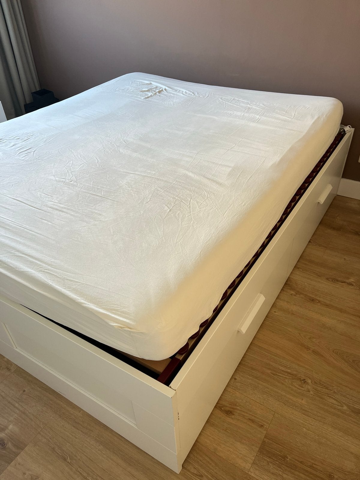 IKEA Brimnes bed 160x200 met lades, Ophalen, Gebruikt, Wit, Tweepersoons