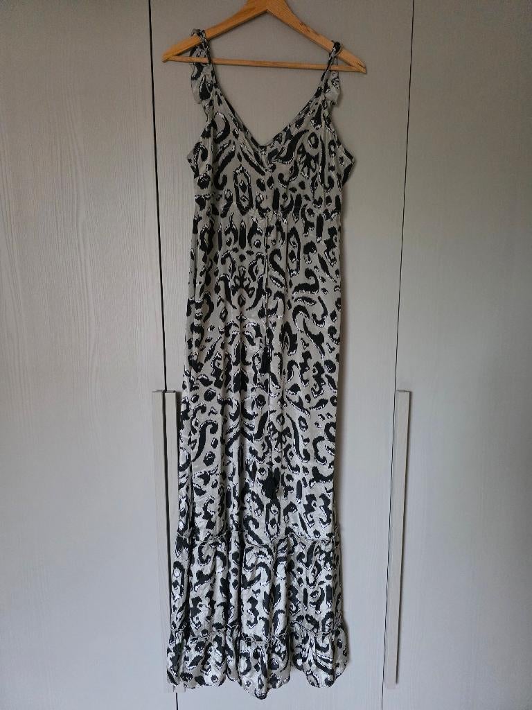 Costes zomer jurk lang grijs/mint zwart wit panter S/M, Ophalen of Verzenden, Zo goed als nieuw, Costes, Maat 36 (S)